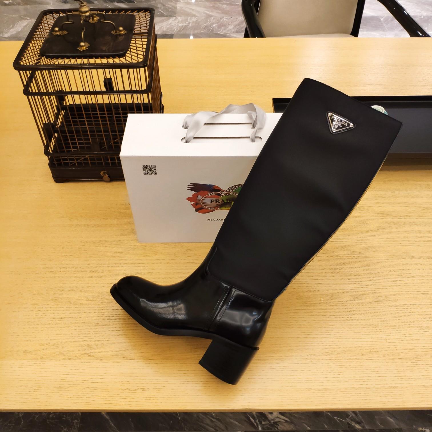 Prada Leather And Re-Nylon Boots - FashionPlug