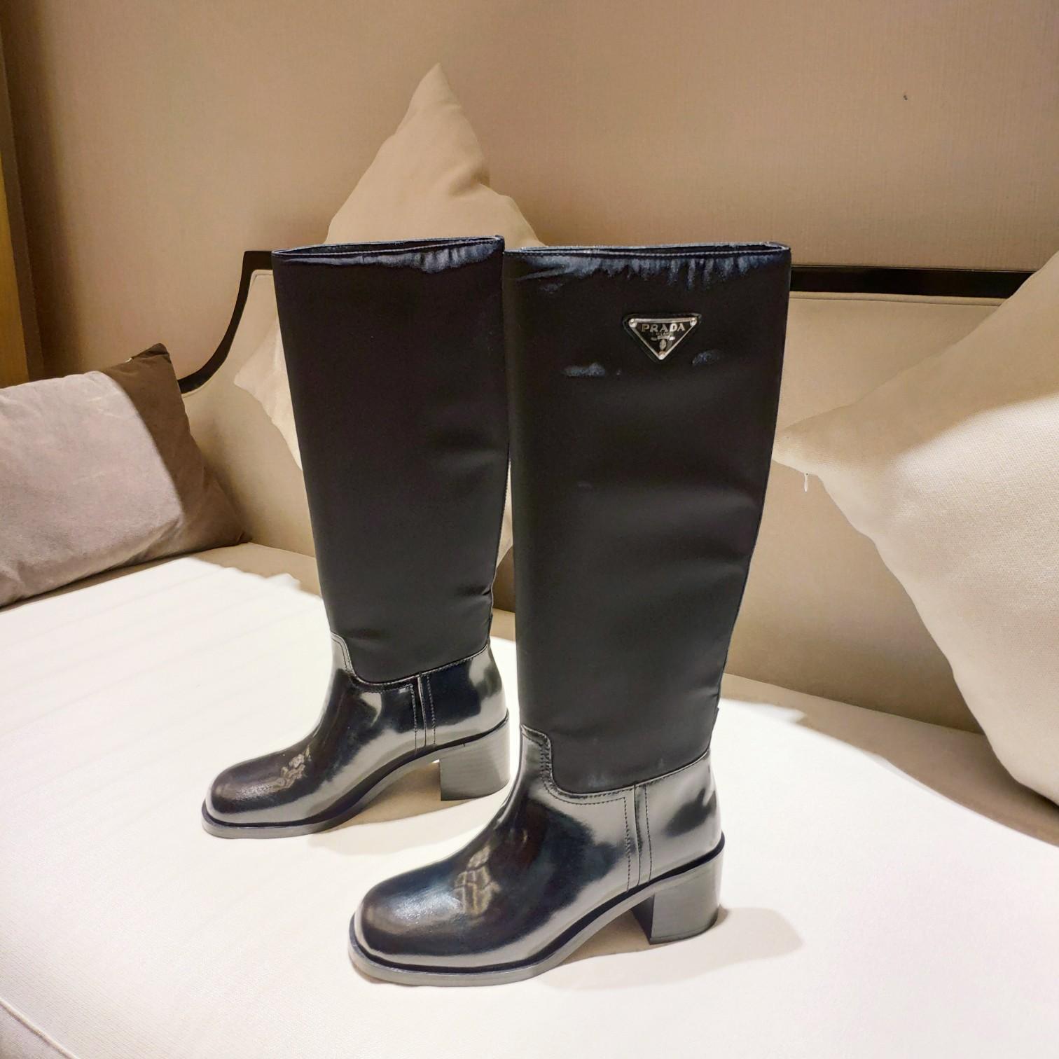 Prada Leather And Re-Nylon Boots - FashionPlug