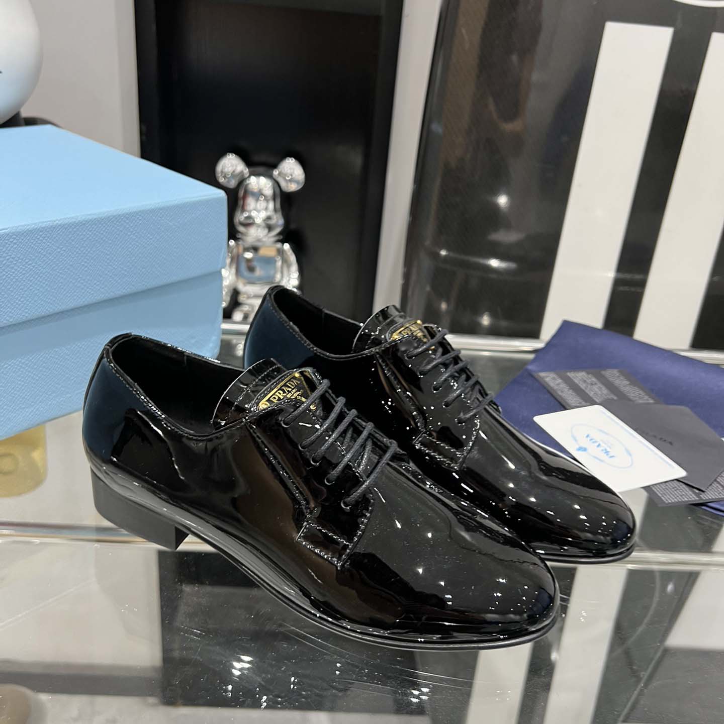 Prada Patent Leather Lace-up Shoes - FashionPlug