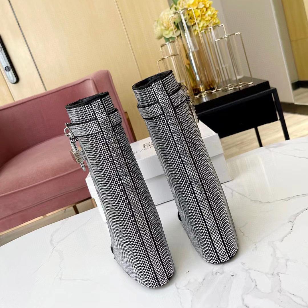 Givenchy Shark Lock Sandals In Satin With Strass - FashionPlug
