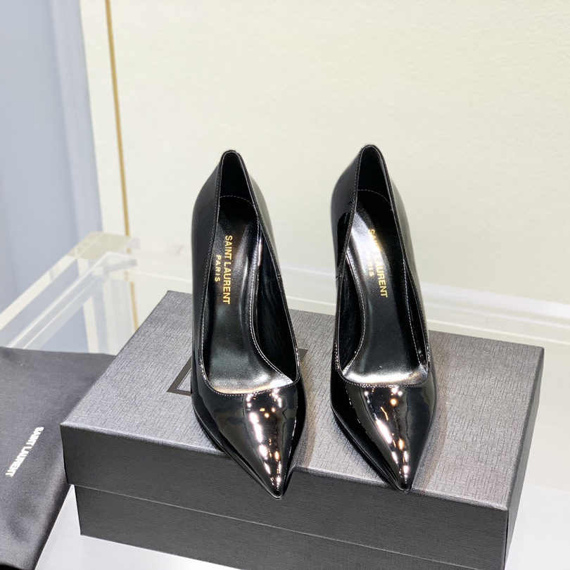 Saint Laurent Logo-heel Leather Pumps - FashionPlug
