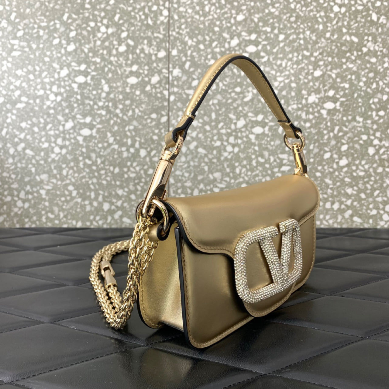 Valenti Garavani Micro Locò Crystal-embellished Bag   (20-11-5cm) - FashionPlug
