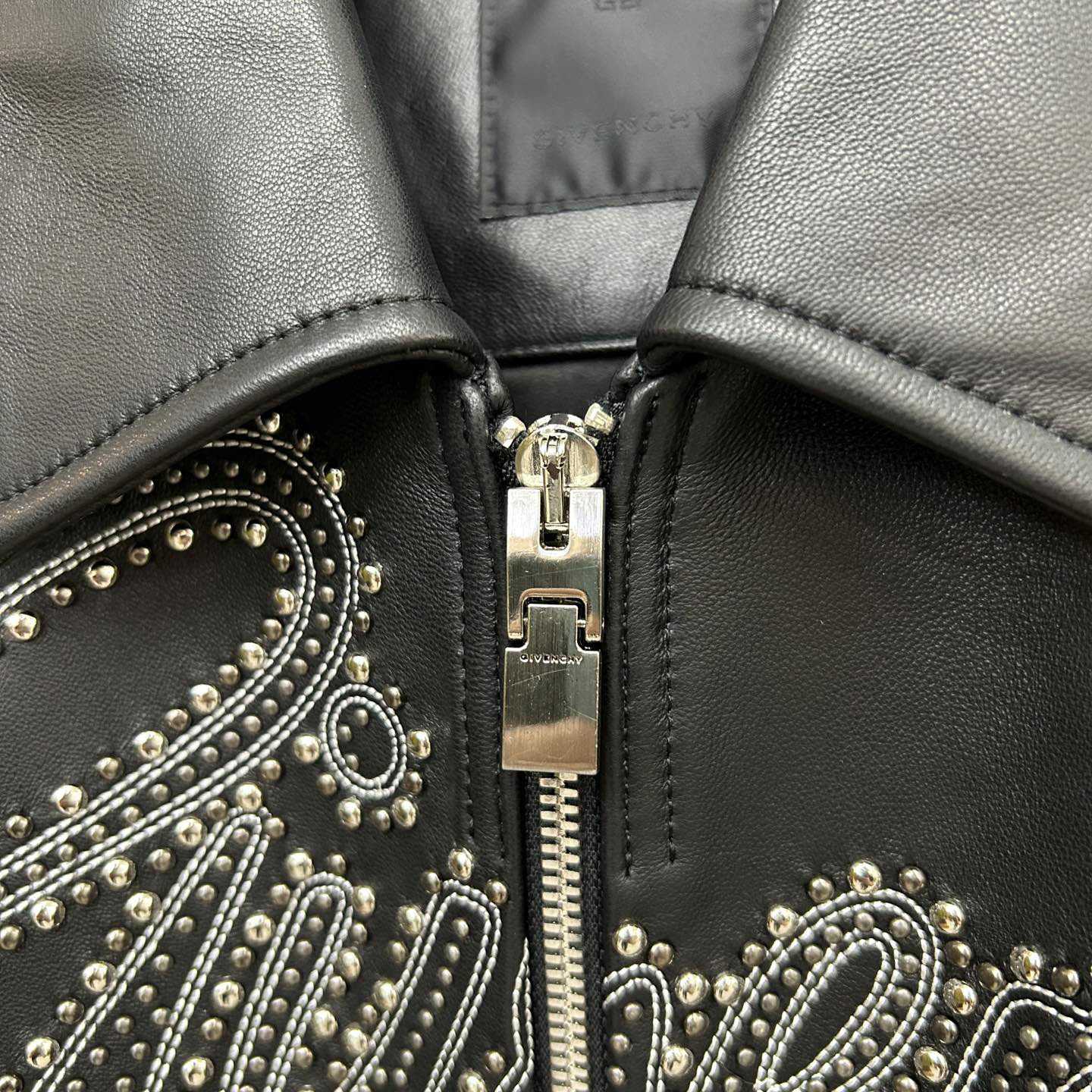 Givenchy Studded-logo Leather Jacket - FashionPlug