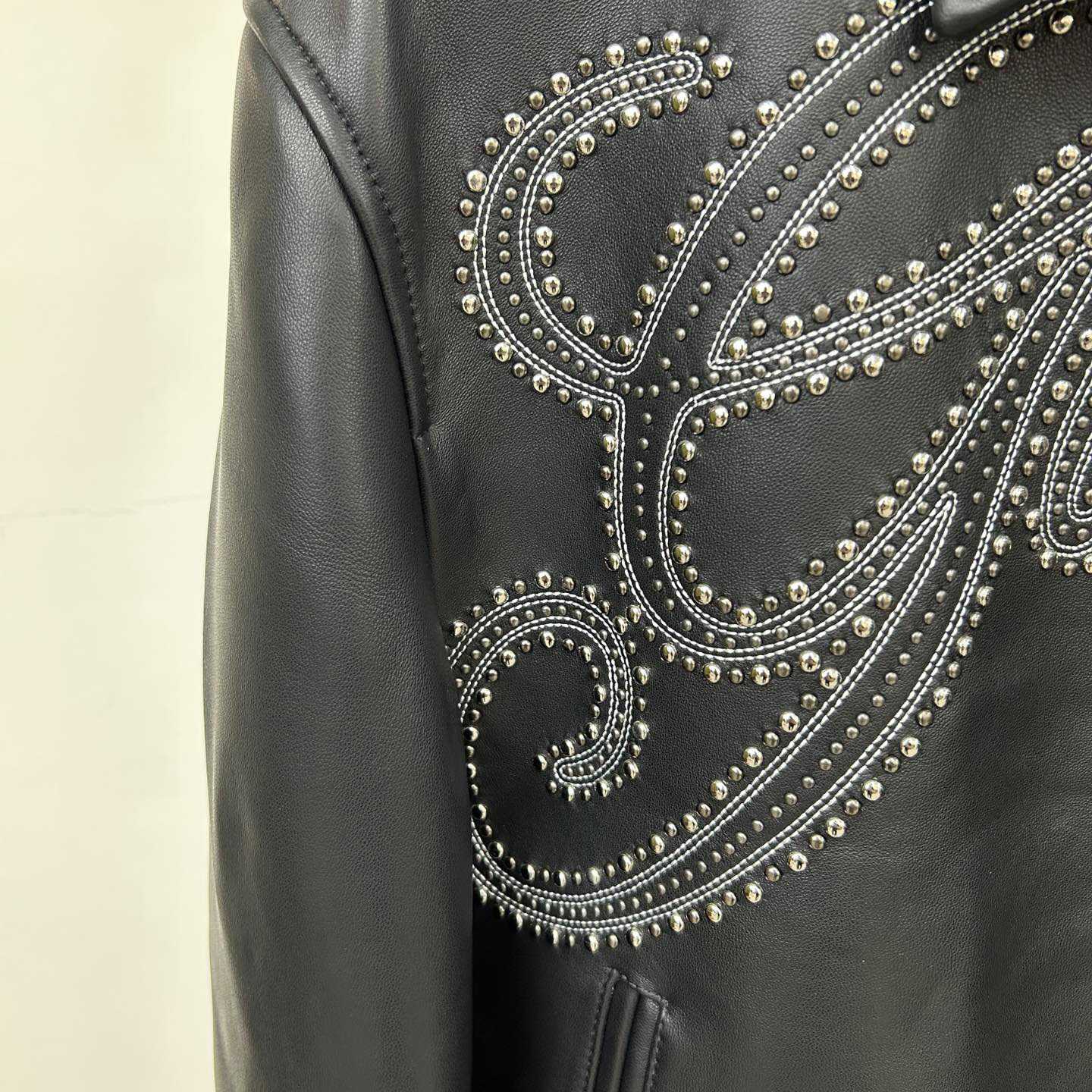 Givenchy Studded-logo Leather Jacket - FashionPlug