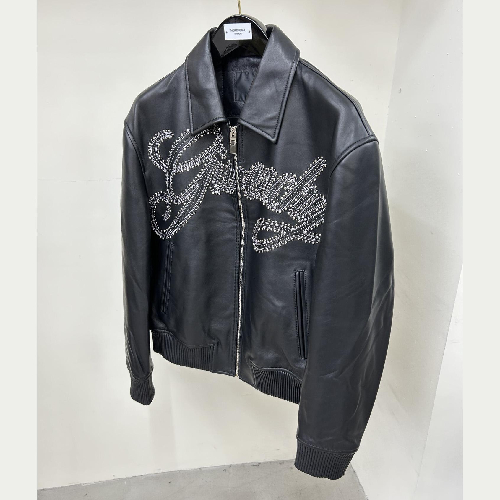 Givenchy Studded-logo Leather Jacket - FashionPlug