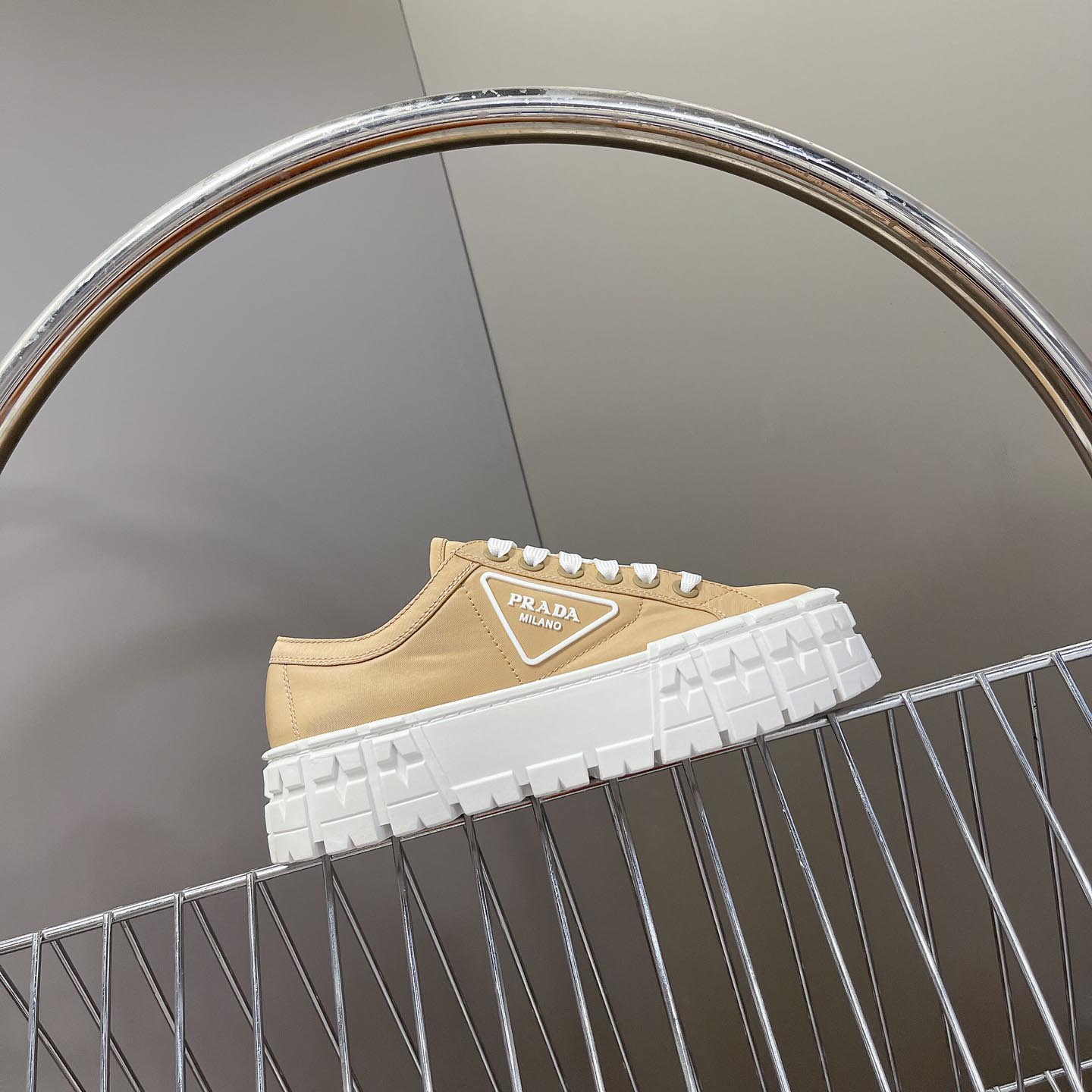 Prada Double Wheel Nylon Gabardine Sneakers - FashionPlug