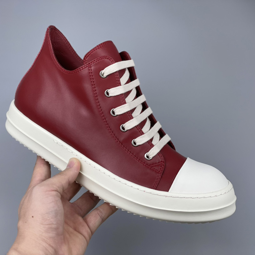 Rick Owens Low-Top Leather Sneakers - FashionPlug