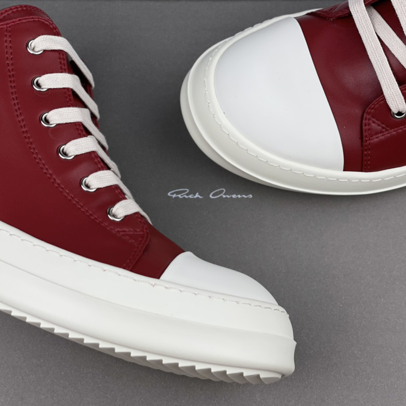 Rick Owens Low-Top Leather Sneakers - FashionPlug