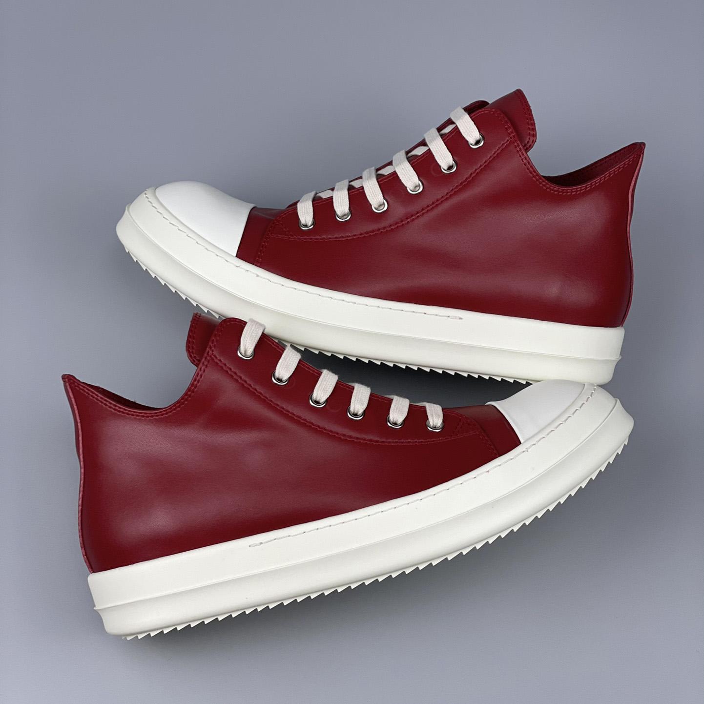 Rick Owens Low-Top Leather Sneakers - FashionPlug