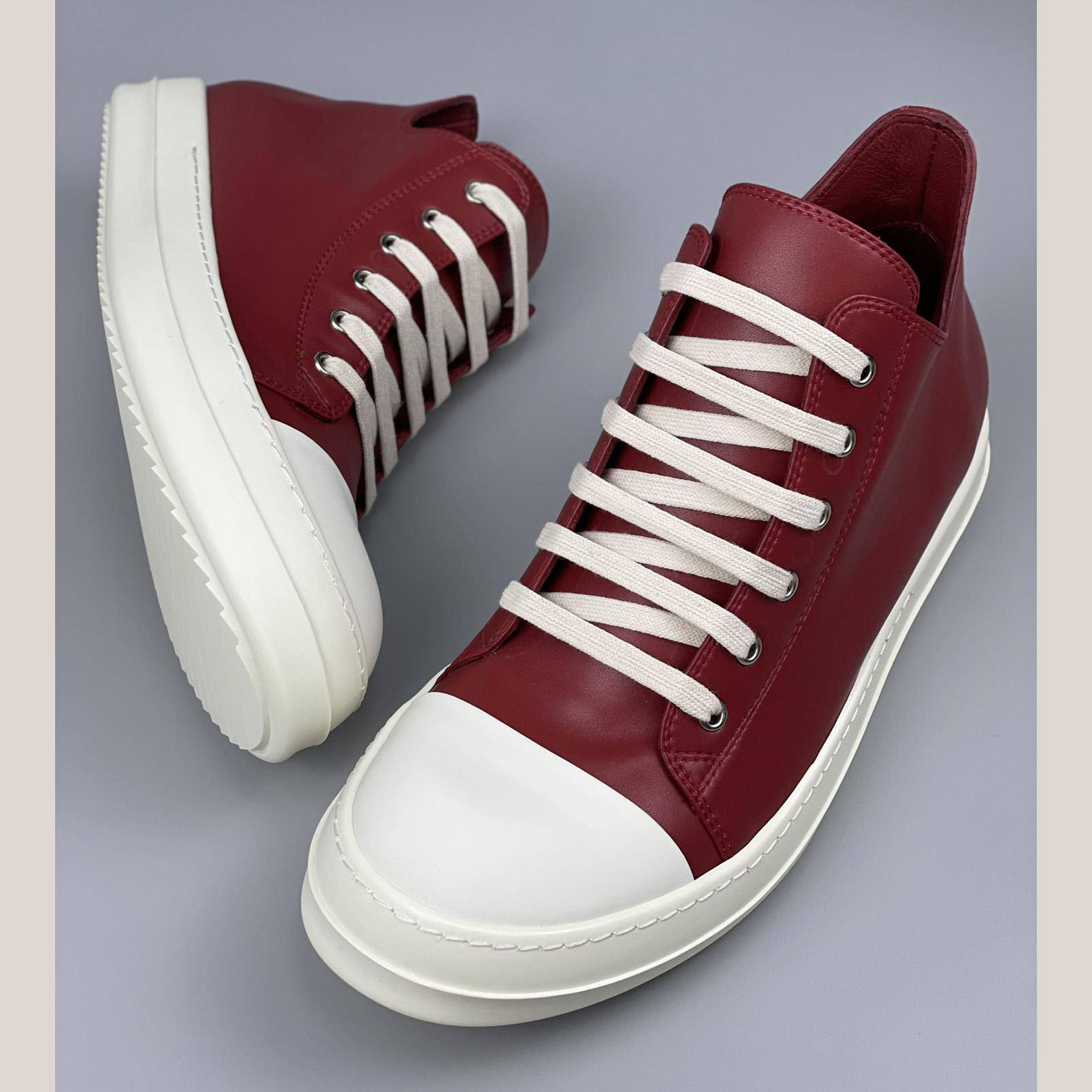 Rick Owens Low-Top Leather Sneakers - FashionPlug