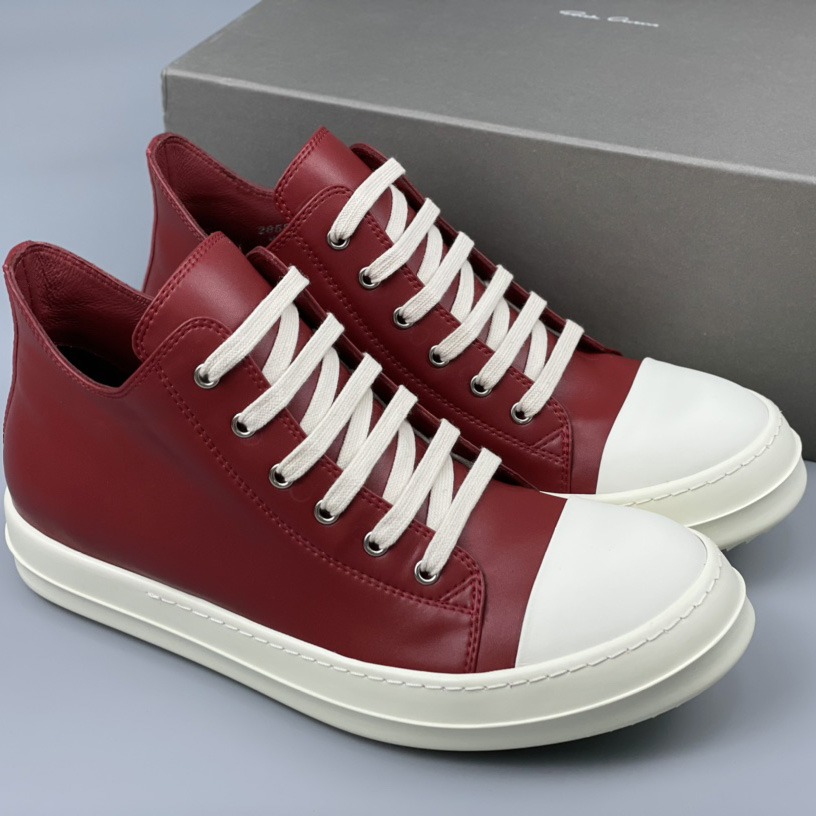 Rick Owens Low-Top Leather Sneakers - FashionPlug