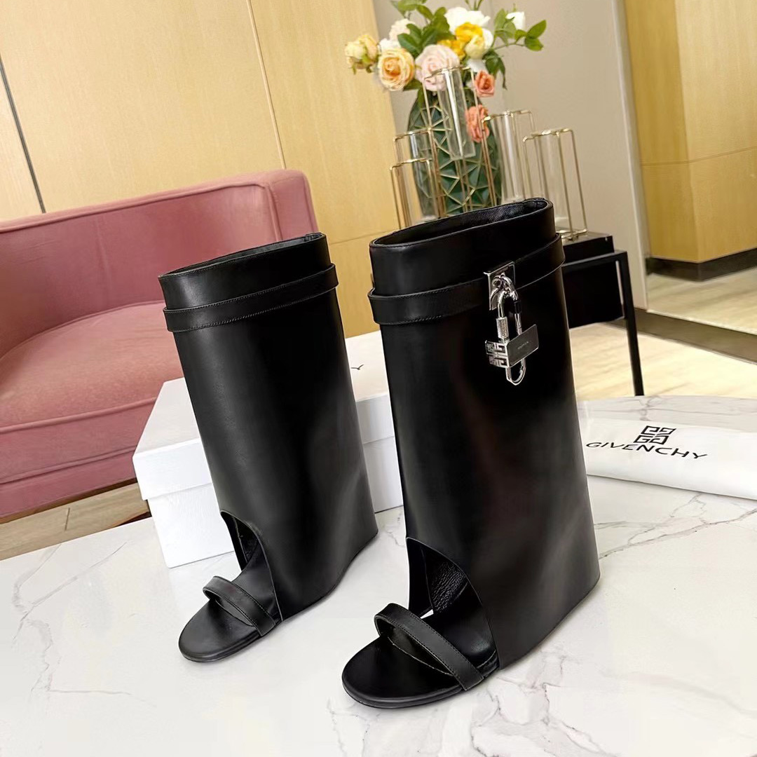 Givenchy Shark Lock Sandals In Leather - FashionPlug