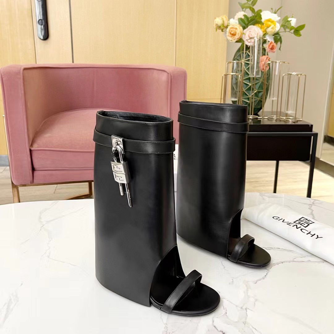Givenchy Shark Lock Sandals In Leather - FashionPlug