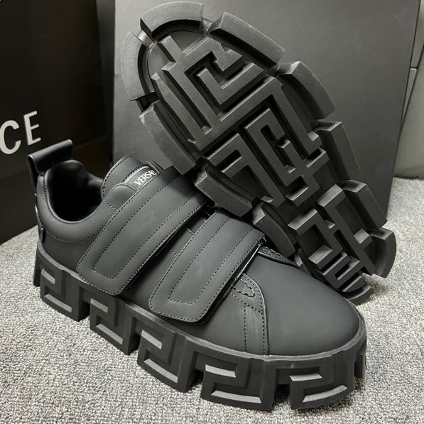 Versace Greca Labyrinth Chunky Leather Sneakers - FashionPlug