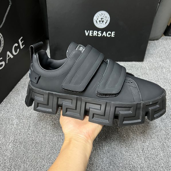 Versace Greca Labyrinth Chunky Leather Sneakers - FashionPlug