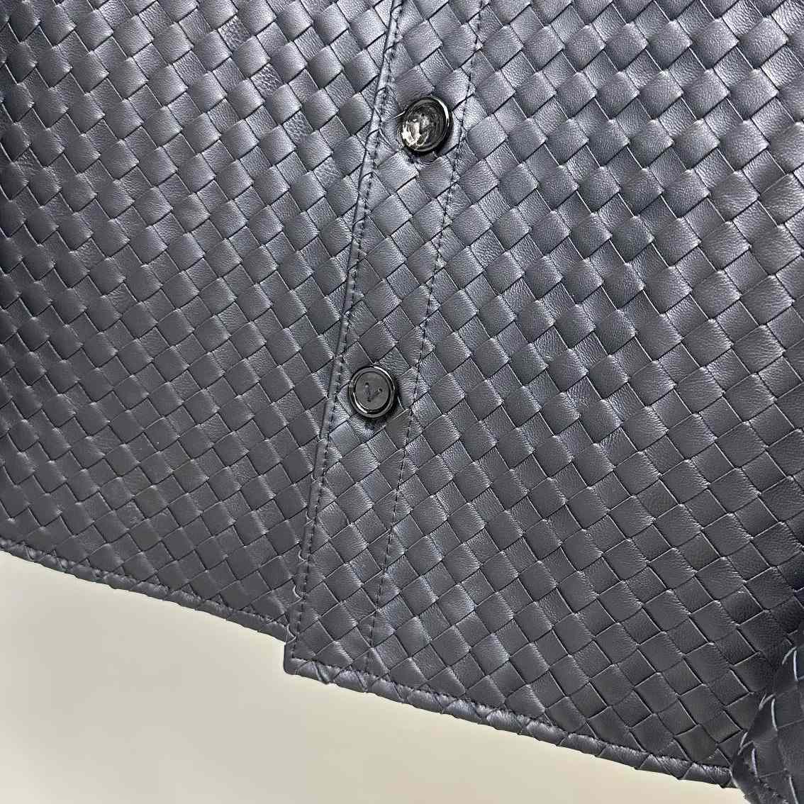 Bottega Veneta Intrecciato Relaxed Leather Shirt - FashionPlug
