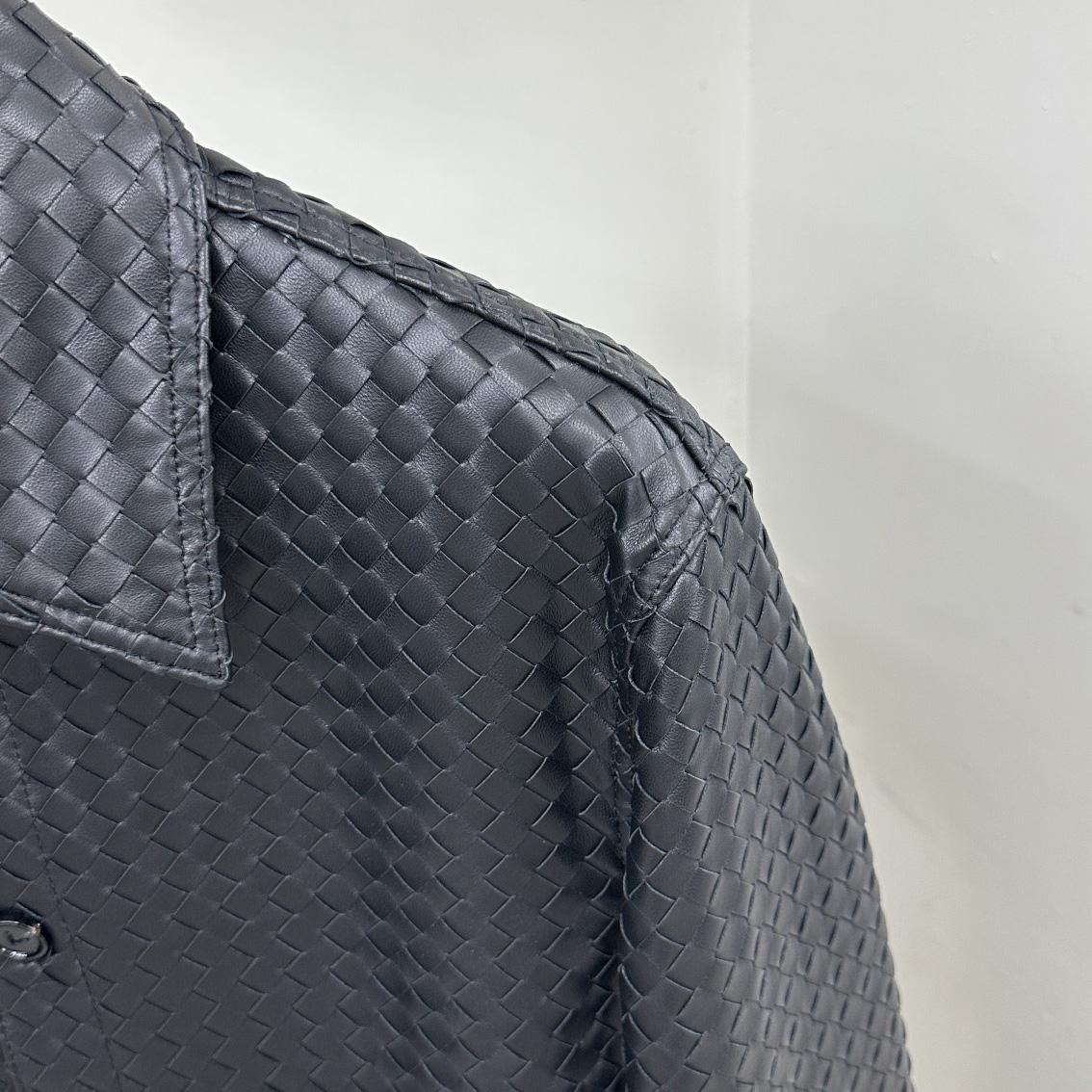 Bottega Veneta Intrecciato Relaxed Leather Shirt - FashionPlug