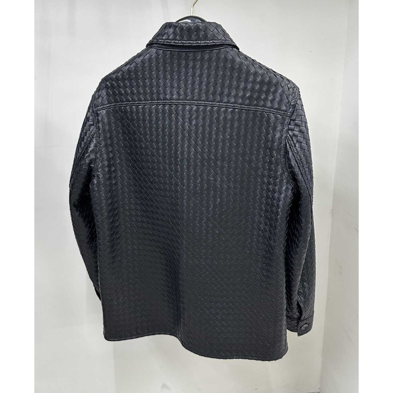 Bottega Veneta Intrecciato Relaxed Leather Shirt - FashionPlug