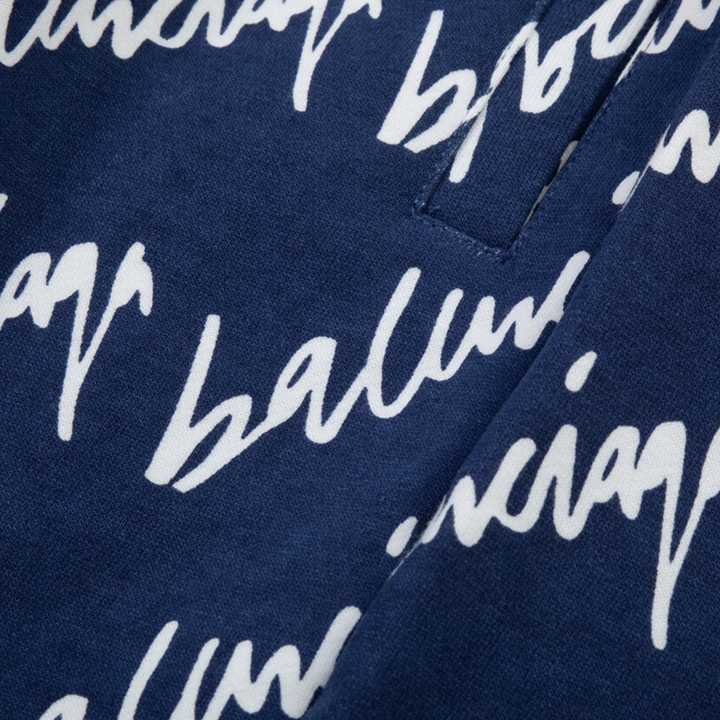 Balenciaga Navy Scribble Shorts - FashionPlug