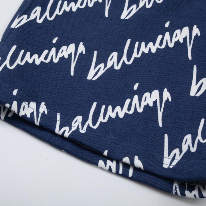 Balenciaga Navy Scribble Shorts - FashionPlug
