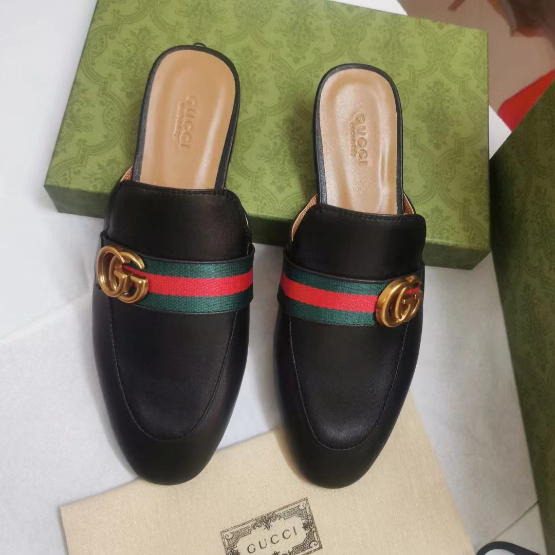 Gucci Web-trimmed Slippers - FashionPlug