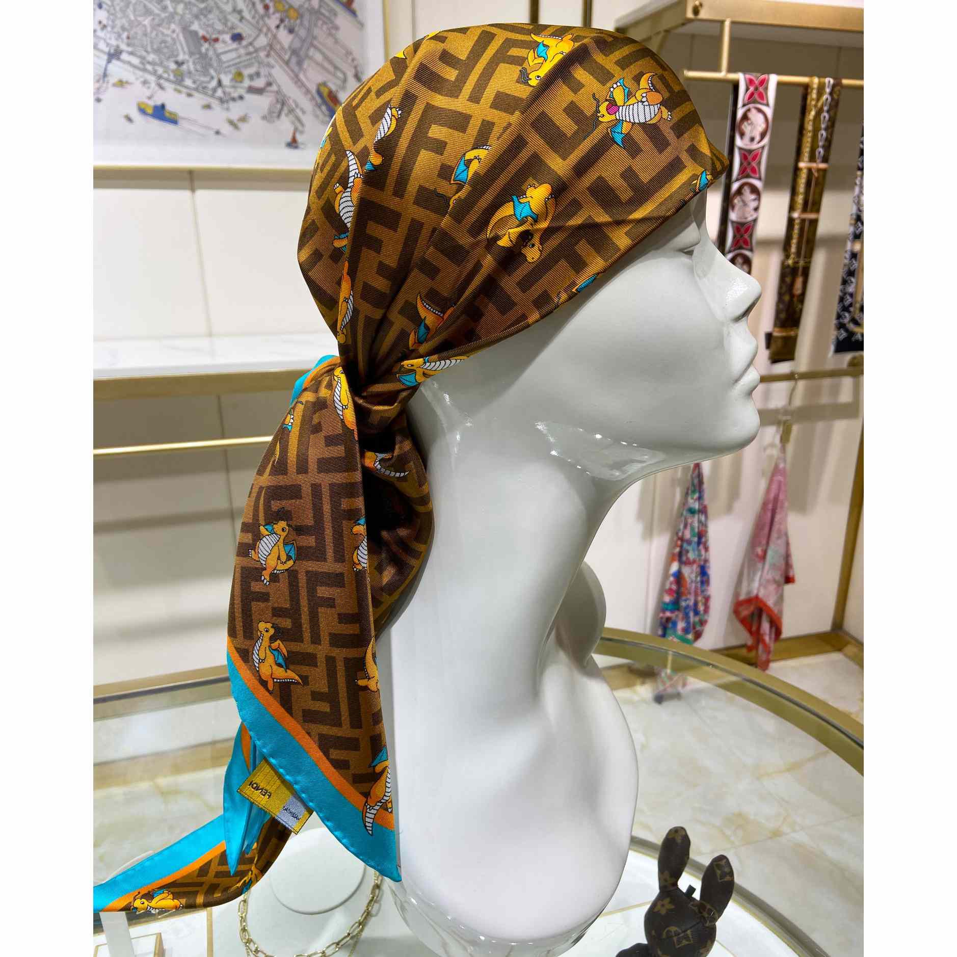 Fendi x FRGMT x Pokemon Silk Foulard   90*90cm - FashionPlug