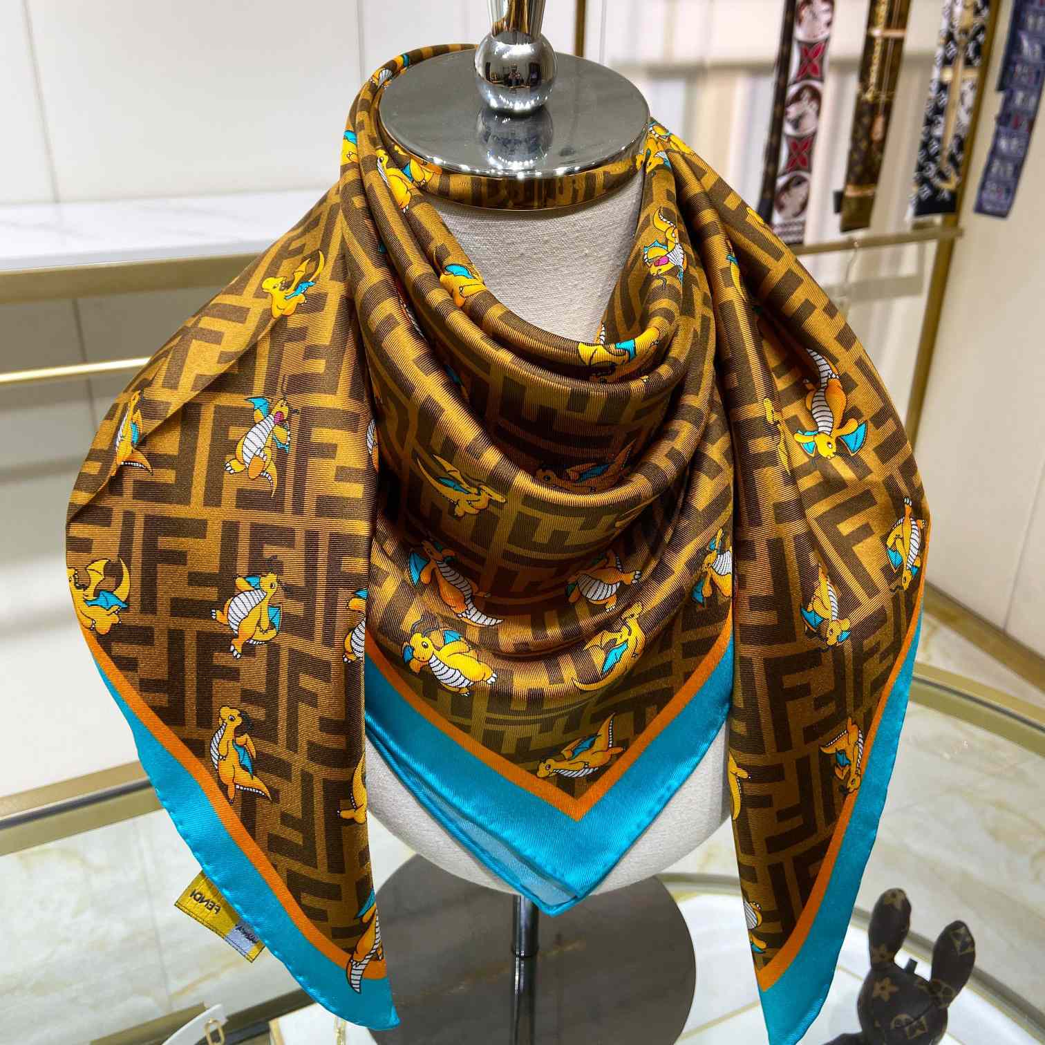 Fendi x FRGMT x Pokemon Silk Foulard   90*90cm - FashionPlug