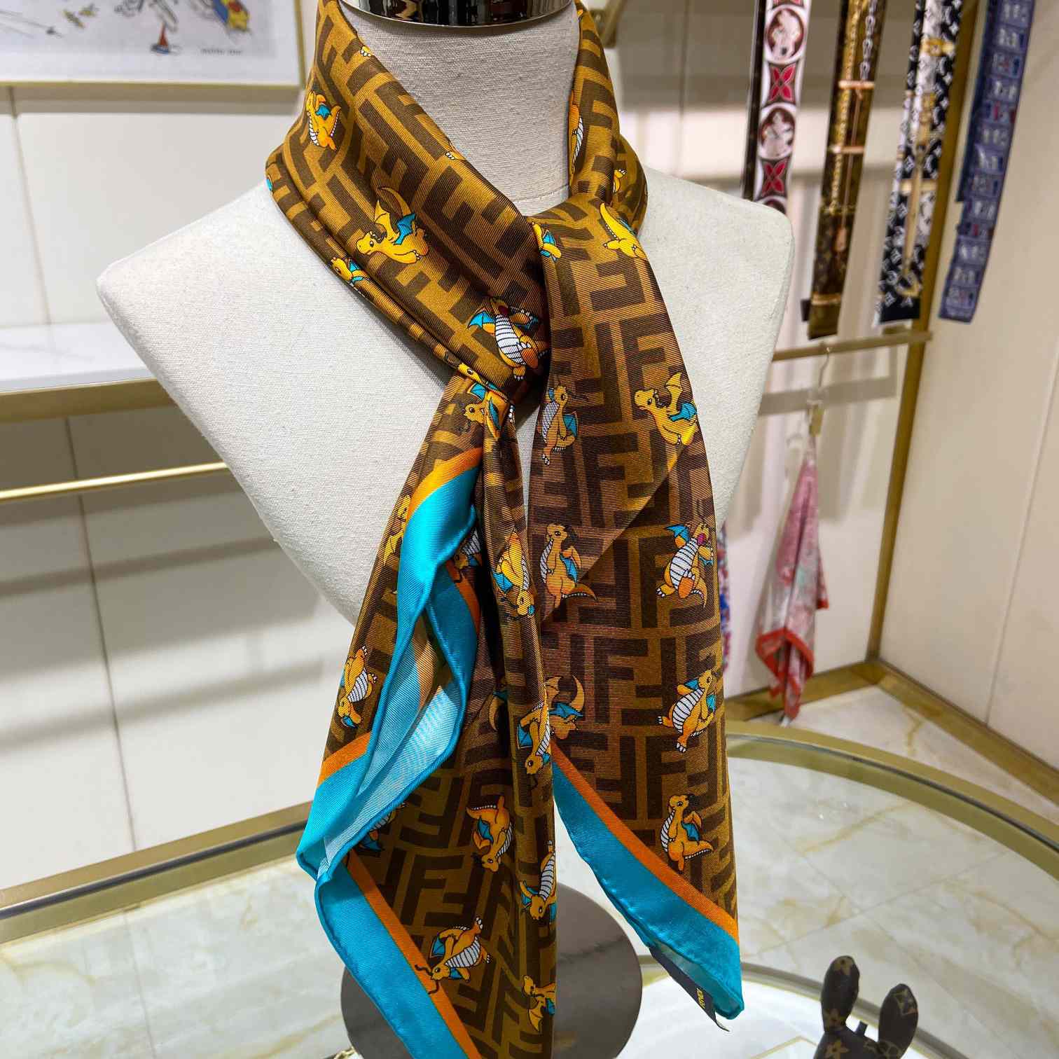 Fendi x FRGMT x Pokemon Silk Foulard   90*90cm - FashionPlug