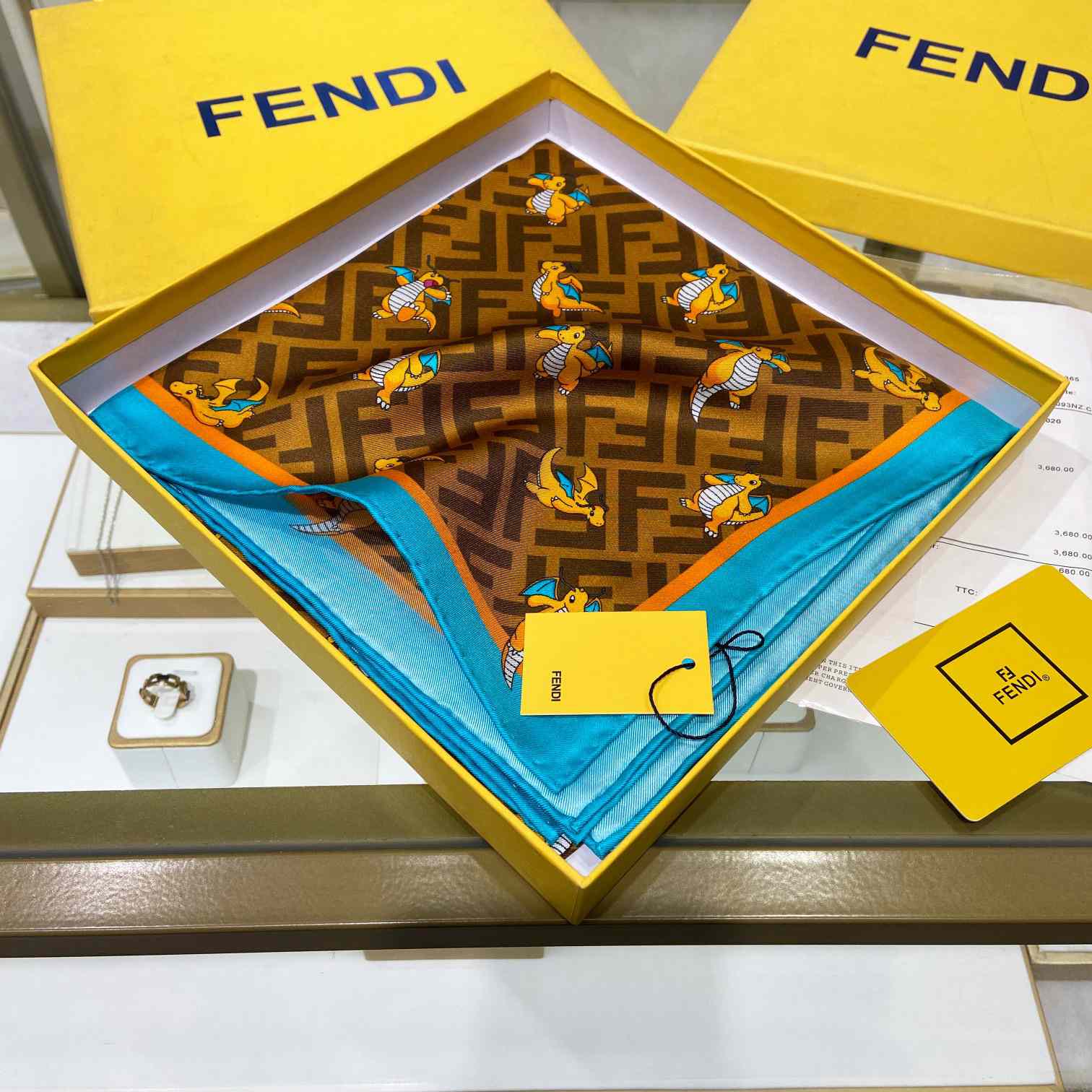 Fendi x FRGMT x Pokemon Silk Foulard   90*90cm - FashionPlug