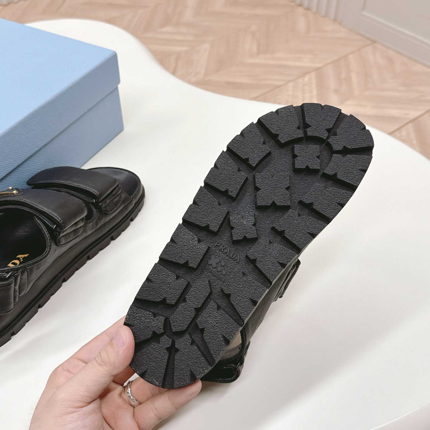Prada Flat Nappa Leather Sandals - FashionPlug