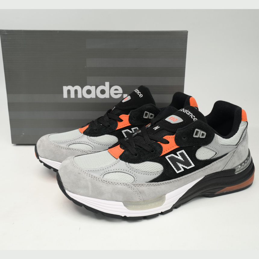 New Balance 992 Gray Orange Sneakers      M992GBO   - FashionPlug