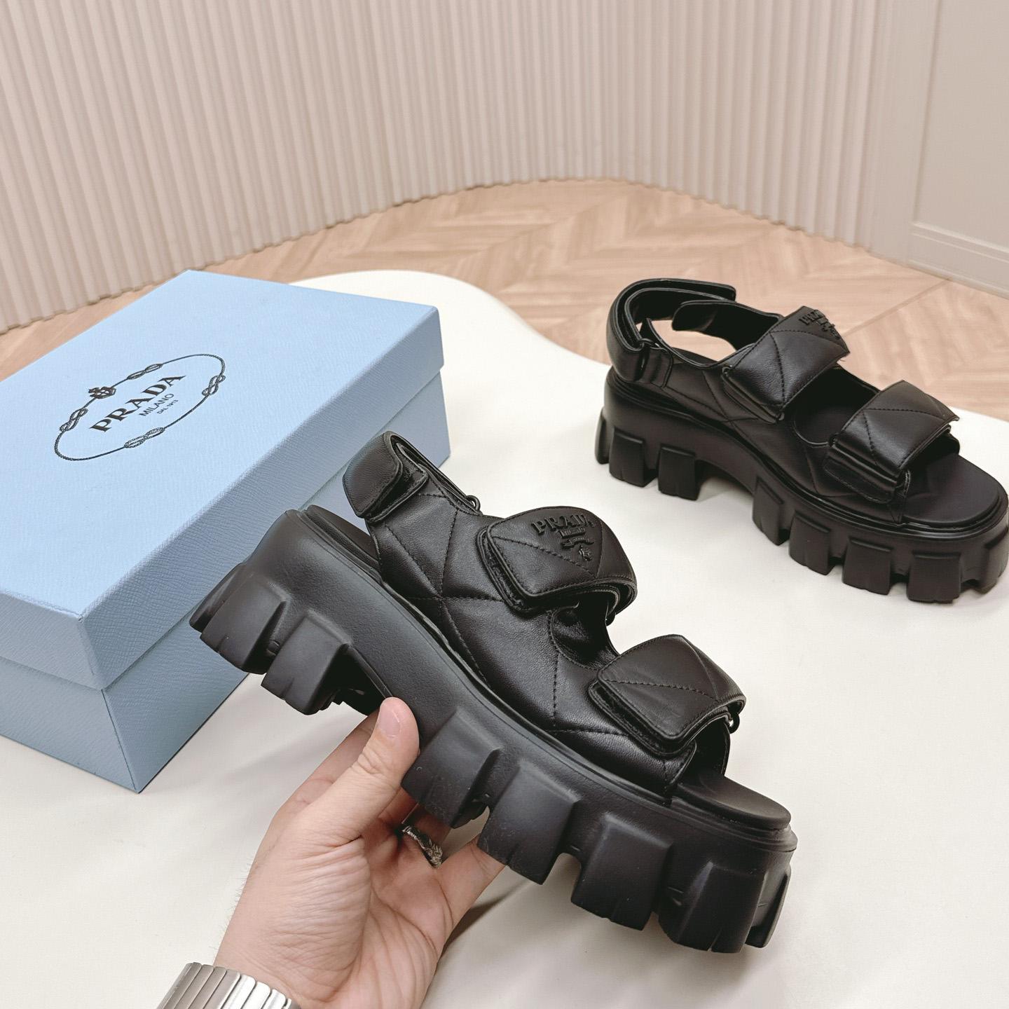 Prada Monolith Nappa Leather Sandals - FashionPlug