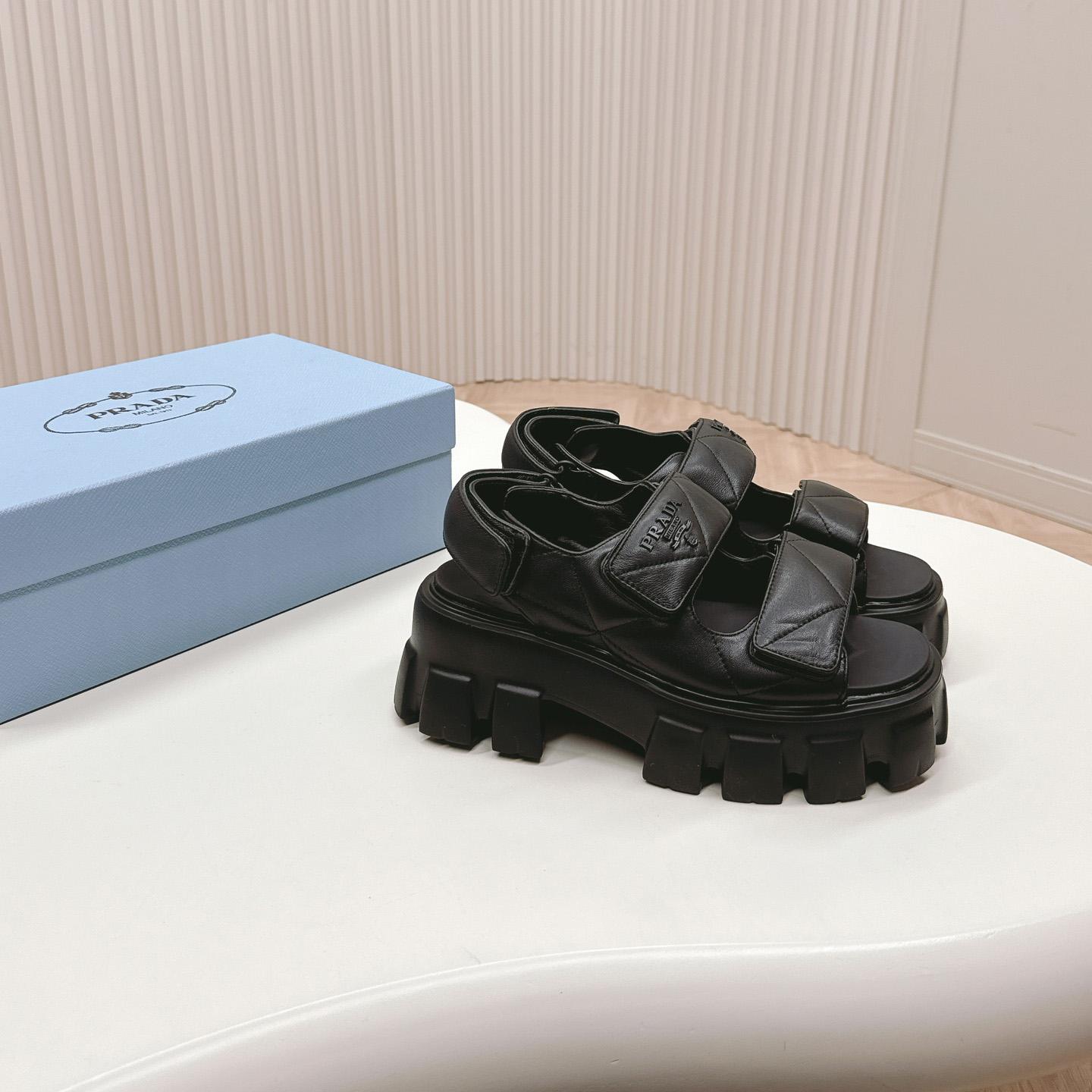 Prada Monolith Nappa Leather Sandals - FashionPlug