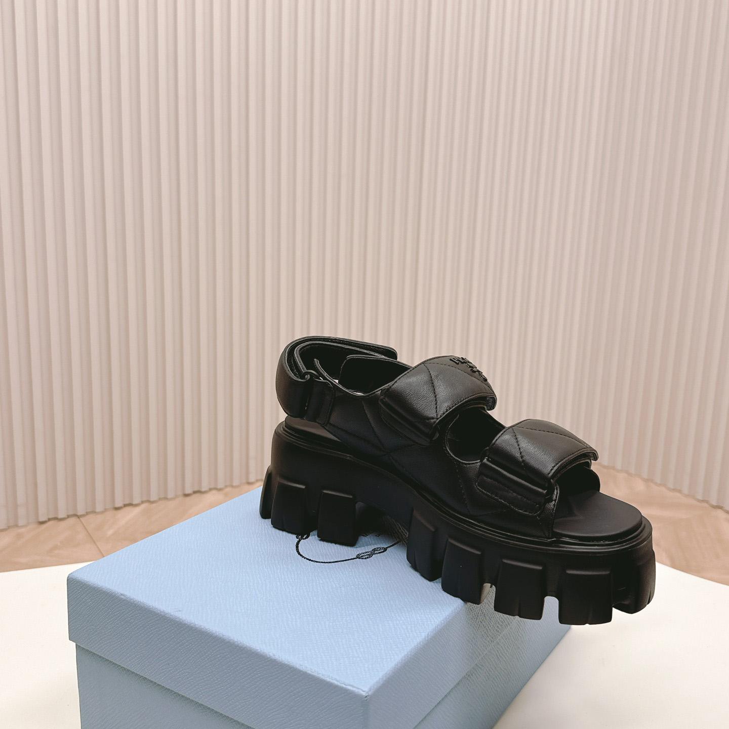 Prada Monolith Nappa Leather Sandals - FashionPlug