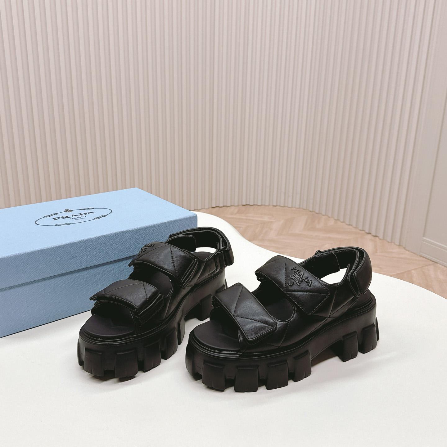 Prada Monolith Nappa Leather Sandals - FashionPlug
