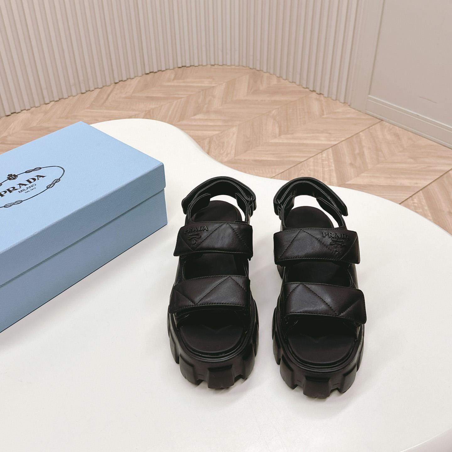 Prada Monolith Nappa Leather Sandals - FashionPlug