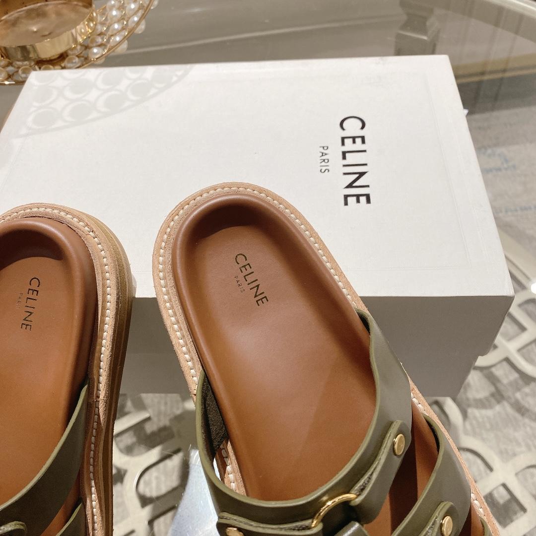 Celine Slides Tippi In Calfskin - Vegetal Tanning  - FashionPlug