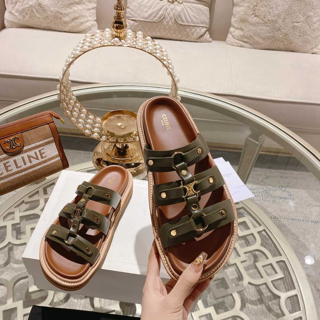 Celine Slides Tippi In Calfskin - Vegetal Tanning  - FashionPlug