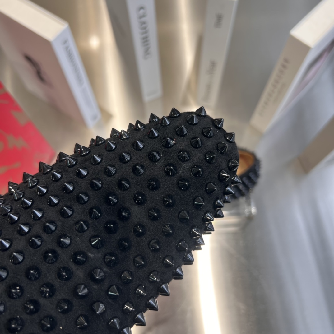 Christian Louboutin Black Dandelion Spikes Loafers - FashionPlug