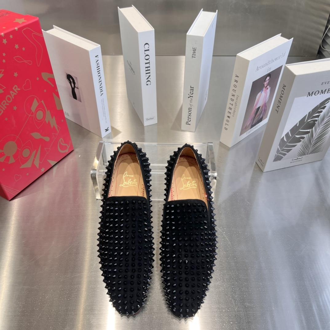 Christian Louboutin Black Dandelion Spikes Loafers - FashionPlug