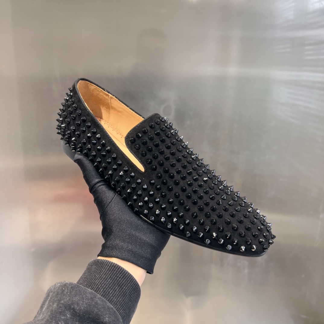 Christian Louboutin Black Dandelion Spikes Loafers - FashionPlug