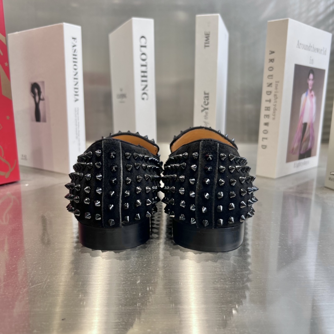 Christian Louboutin Black Dandelion Spikes Loafers - FashionPlug