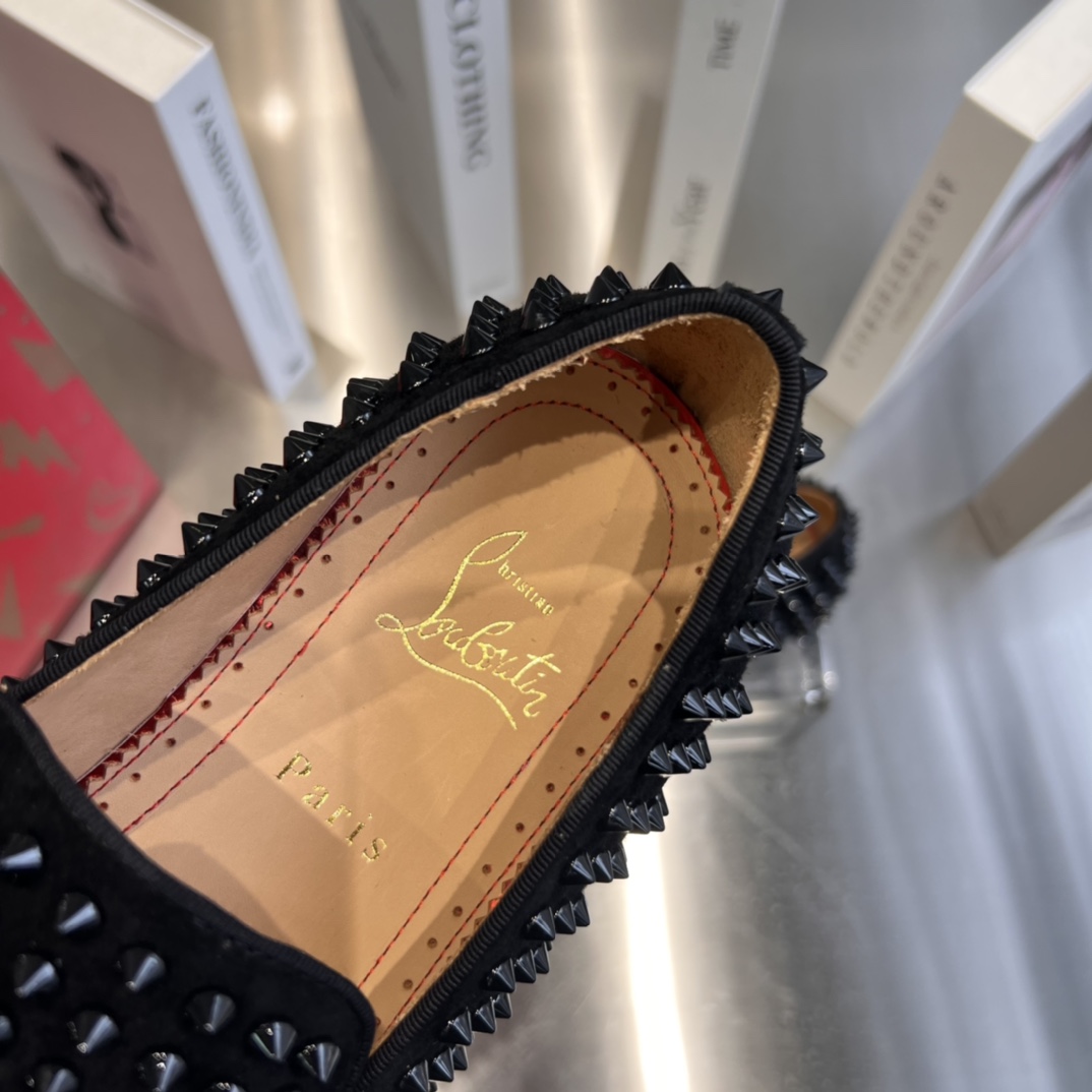Christian Louboutin Black Dandelion Spikes Loafers - FashionPlug