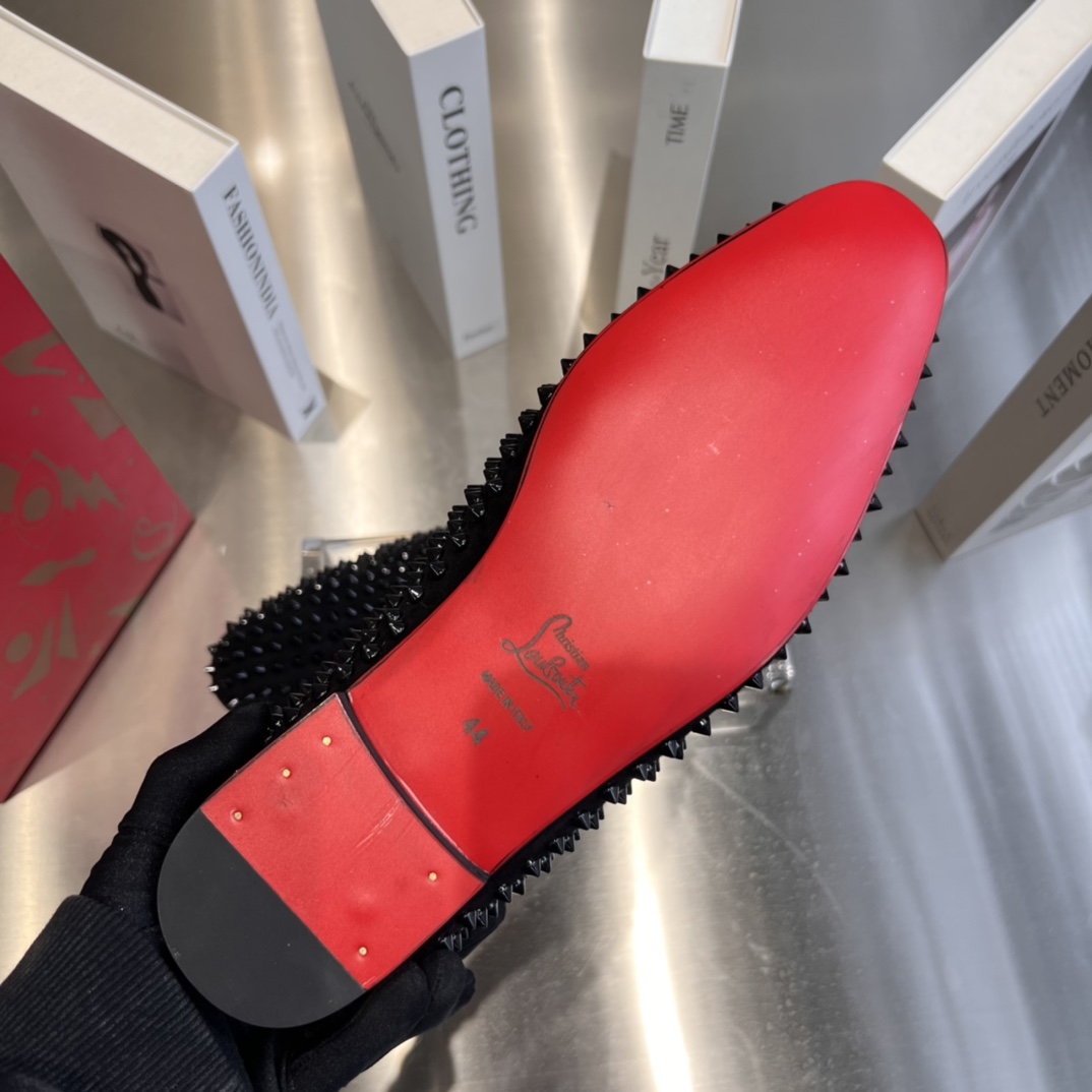 Christian Louboutin Black Dandelion Spikes Loafers - FashionPlug