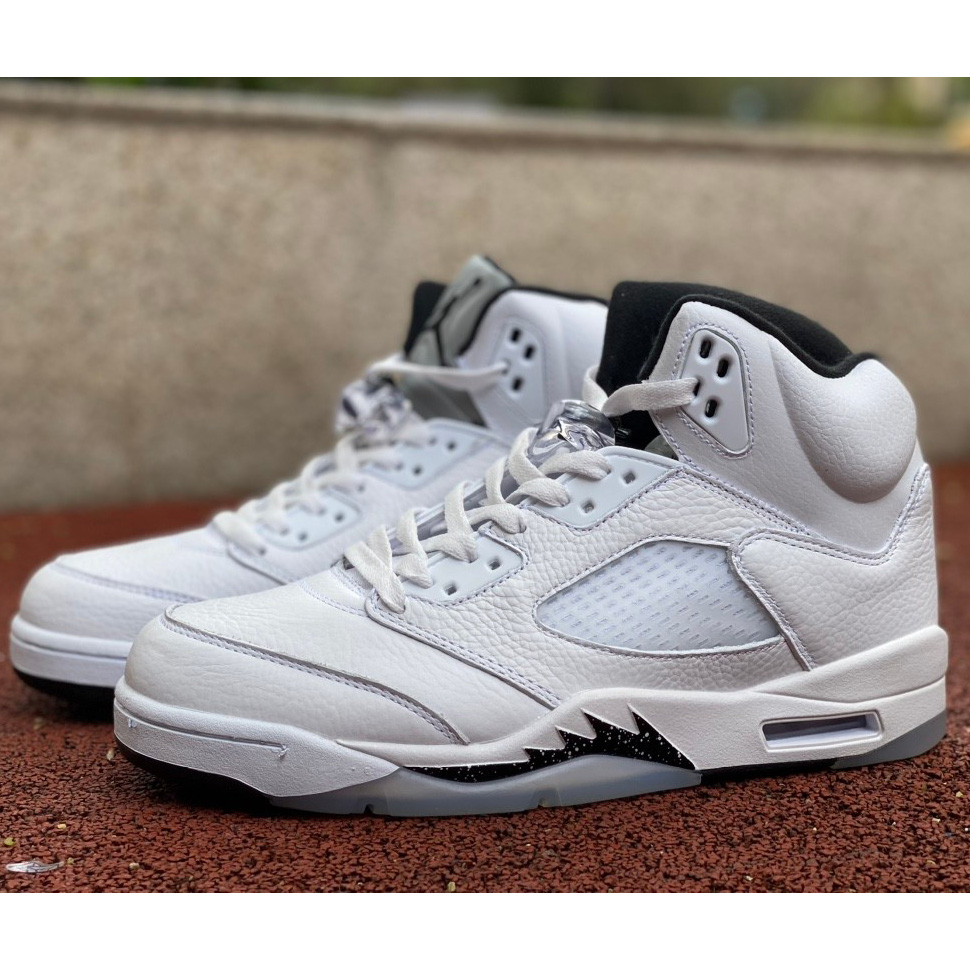 Air Jordan 5 White/Black-Sail-Metallic Silver Sneakers    DD0587-110 - FashionPlug