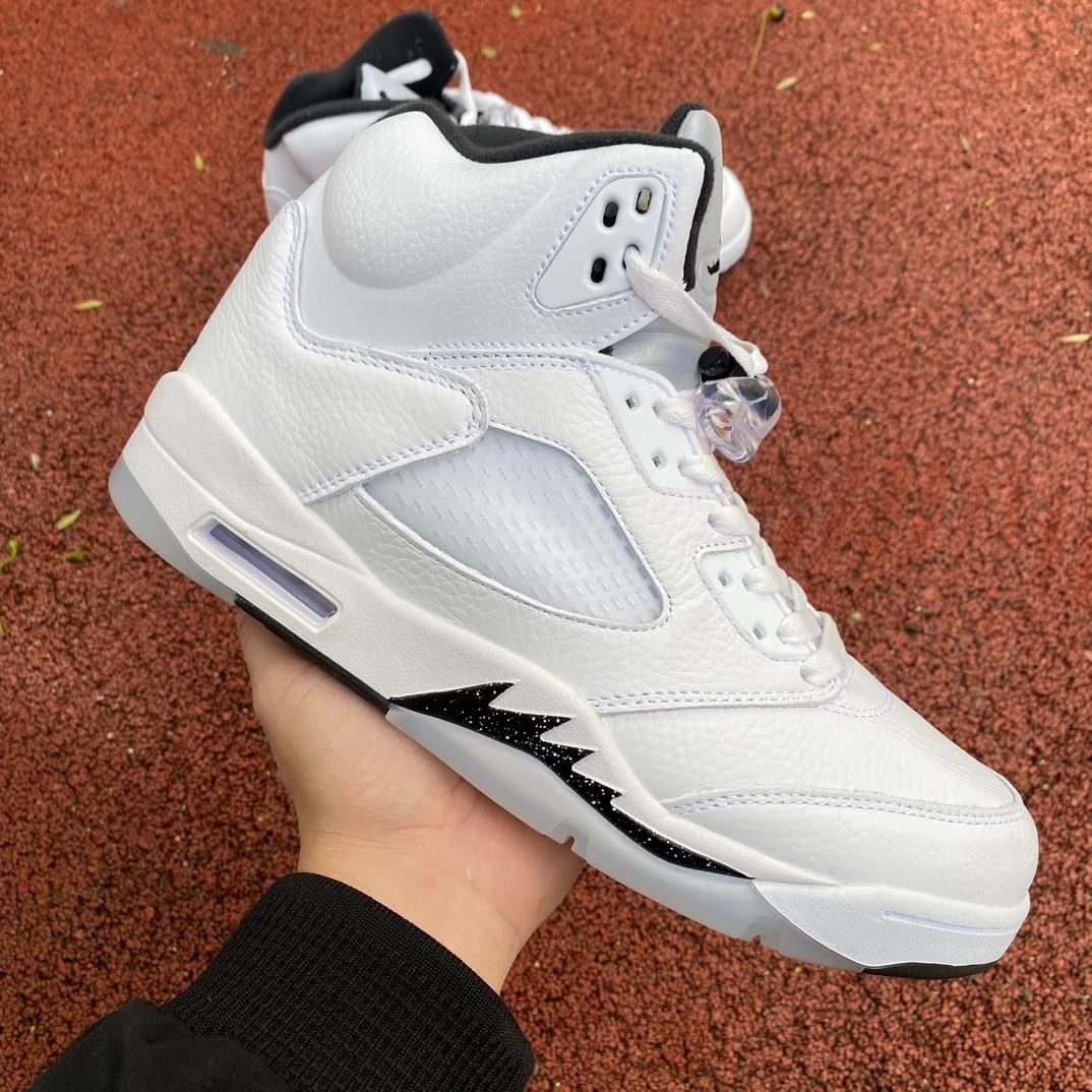 Air Jordan 5 White/Black-Sail-Metallic Silver Sneakers    DD0587-110 - FashionPlug