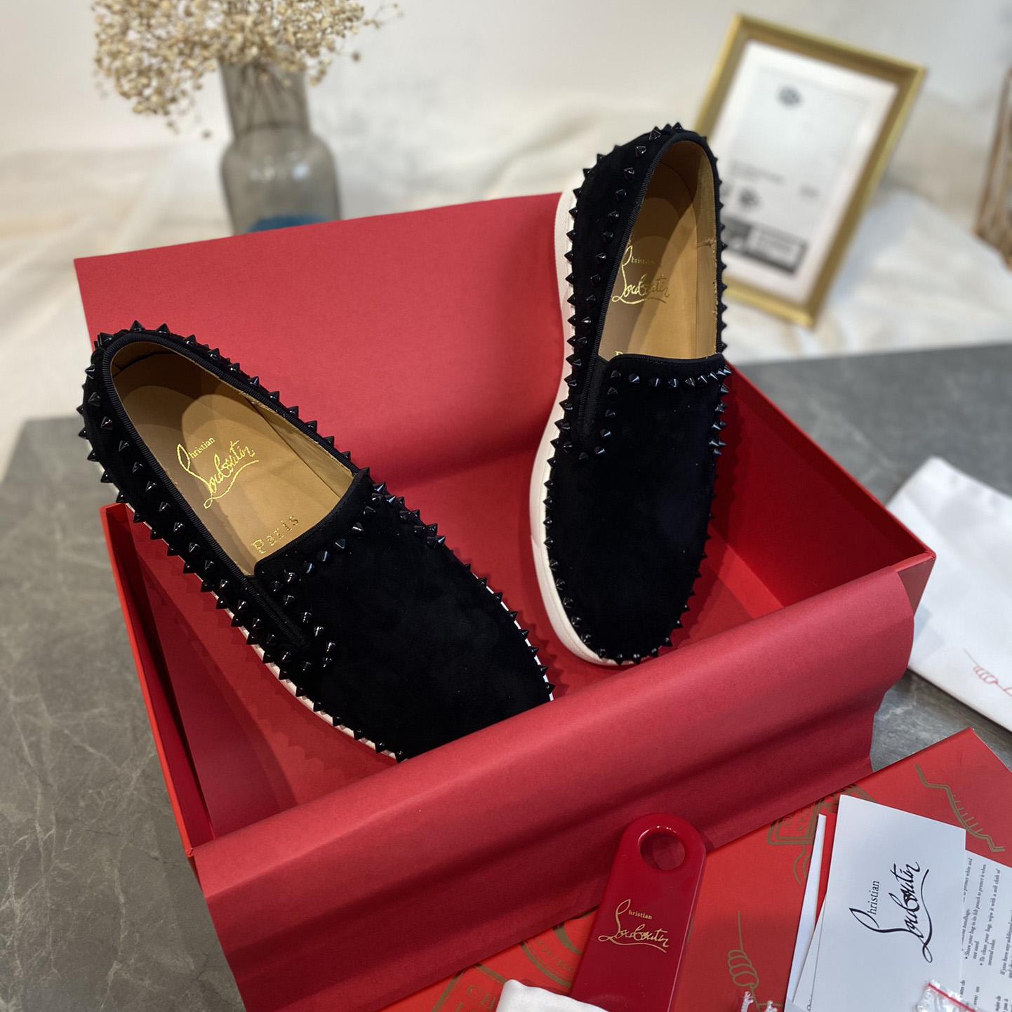 Christian Louboutin Stud Embellished Slip-On Loafers - FashionPlug