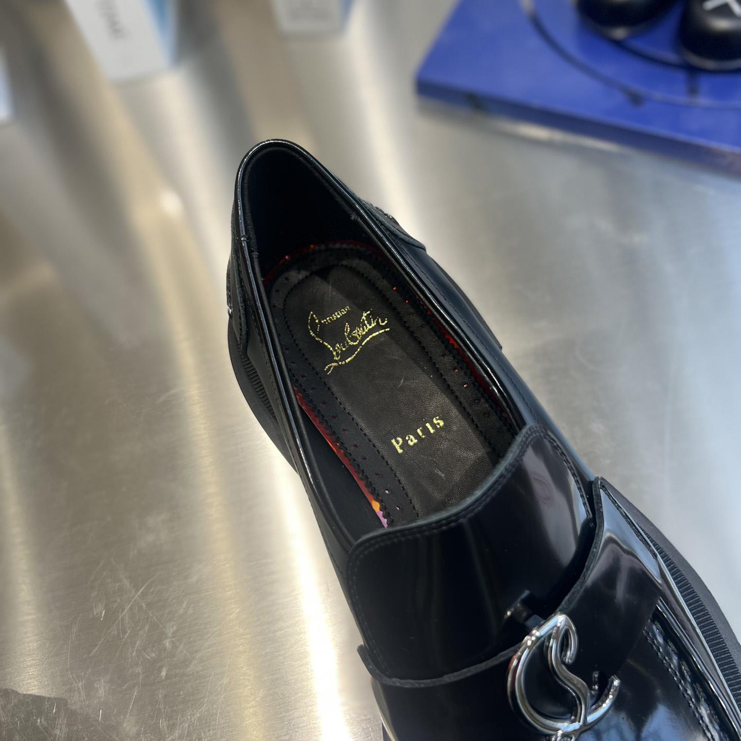 Christian Louboutin Women's Black Cl Moc Lug Leather Loafers - FashionPlug