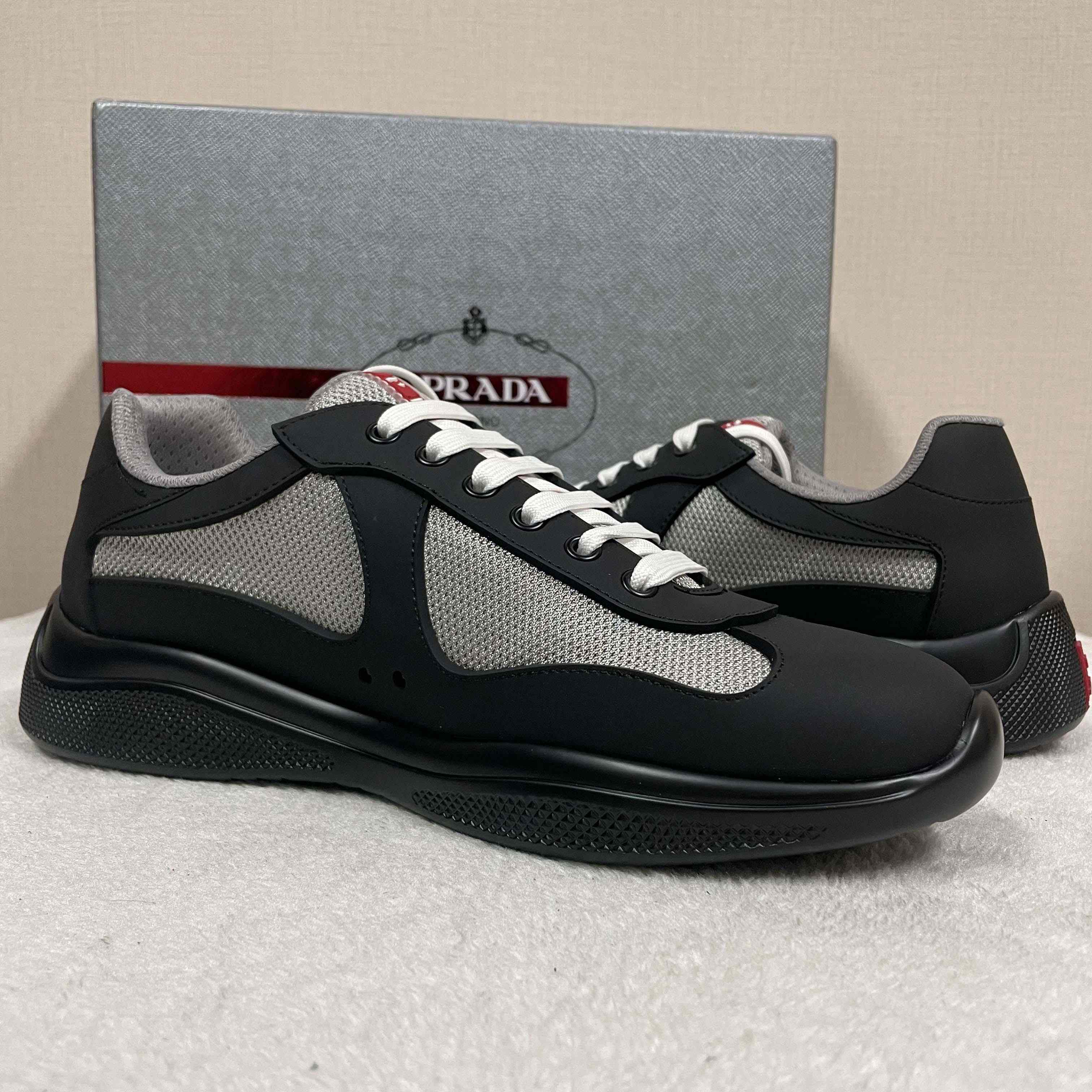 Prada America's Cup Soft Rubber And Bike Fabric Sneakers - FashionPlug