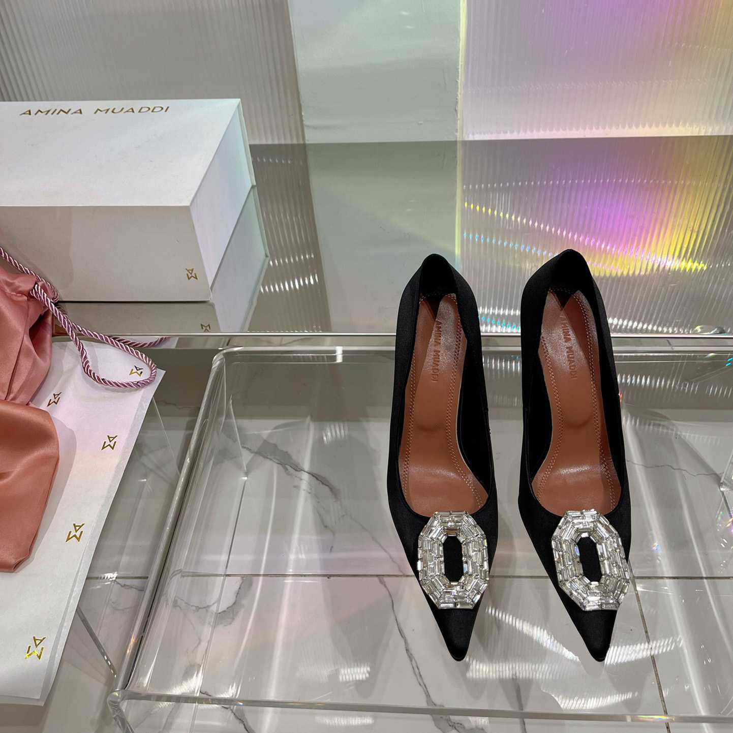 Amina Muaddi Camelia 95mm Crystal Pumps - FashionPlug